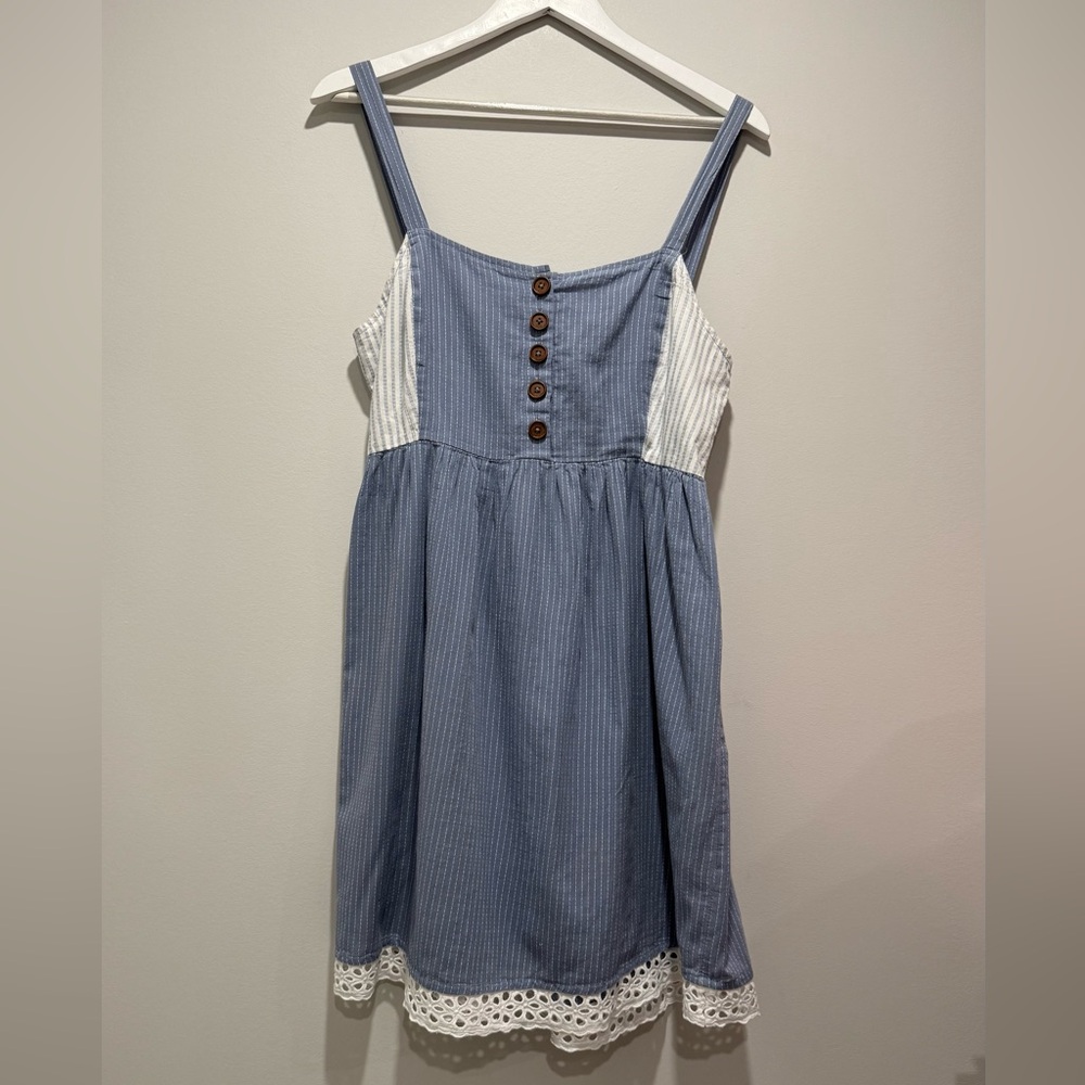 O'Neill Blue and White Striped Lined Dress size L
